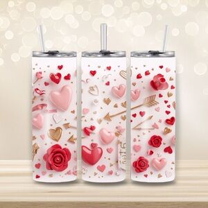 Valentine's Day Themed Tumbler with Straw